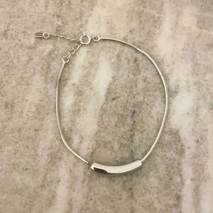 925 Sterling Silver Tube Bracelet Dainty Minimalist Bar Pendant Bracelet